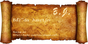 Béda Jusztin névjegykártya